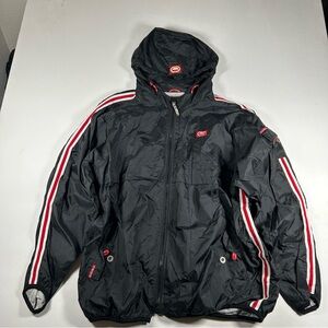 Vintage 90s Ecko Function Multi-Pocket Full Zip Red Black Track Jacket Hooded XL